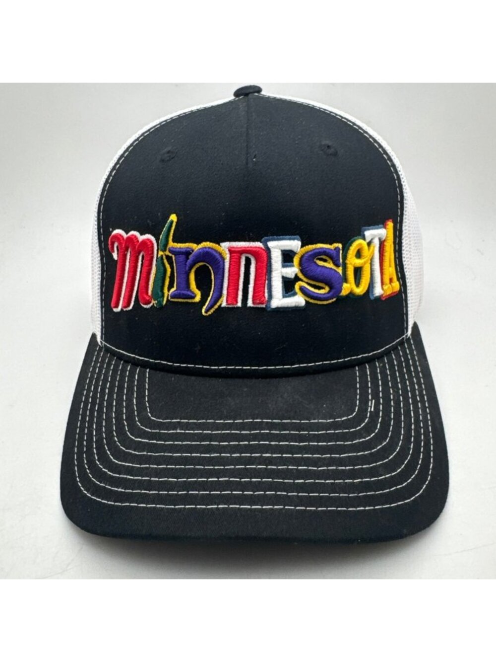 Minnesota Trucker Hat Black White Adjustable Snapback Cap